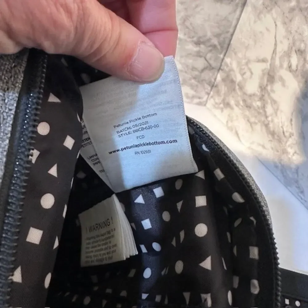 Petunia Pickle Bottom Boxy Diaper Bag Black Gray Caramel Backpack Messenger
